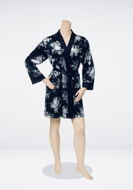 Satin Short Printed Robe