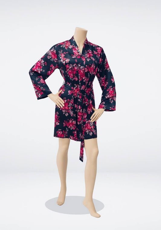 Satin Short Printed Robe