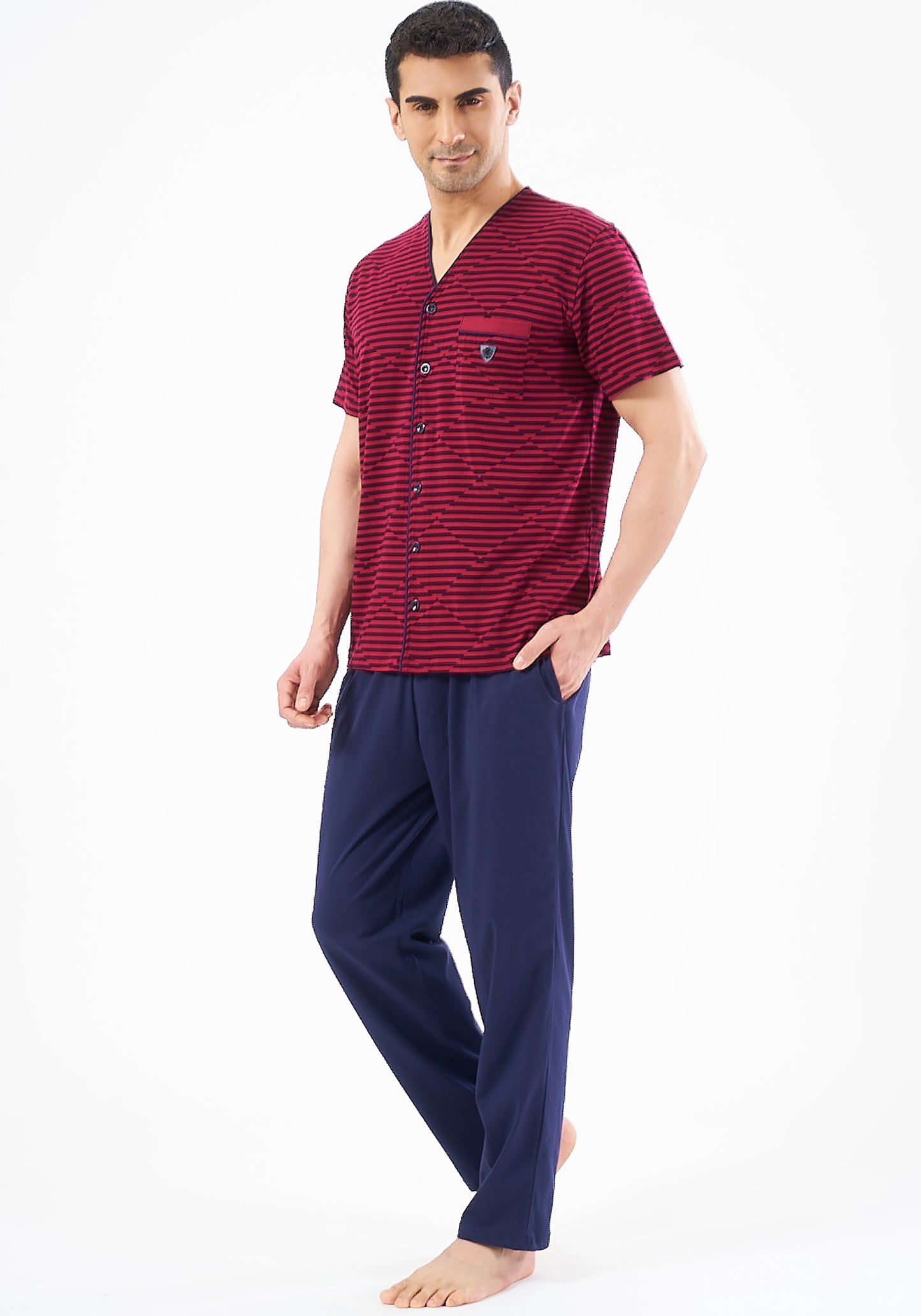 Men Button Short Sleeve Pajama
