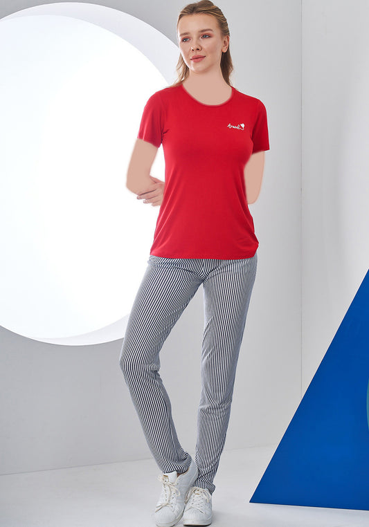 S&L Short Sleeve Grey Stripes Pajama