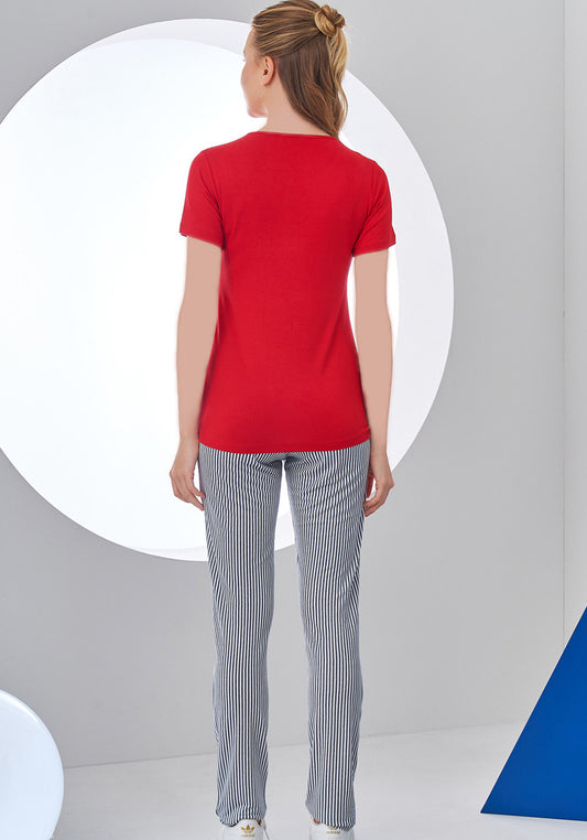 S&L Short Sleeve Grey Stripes Pajama