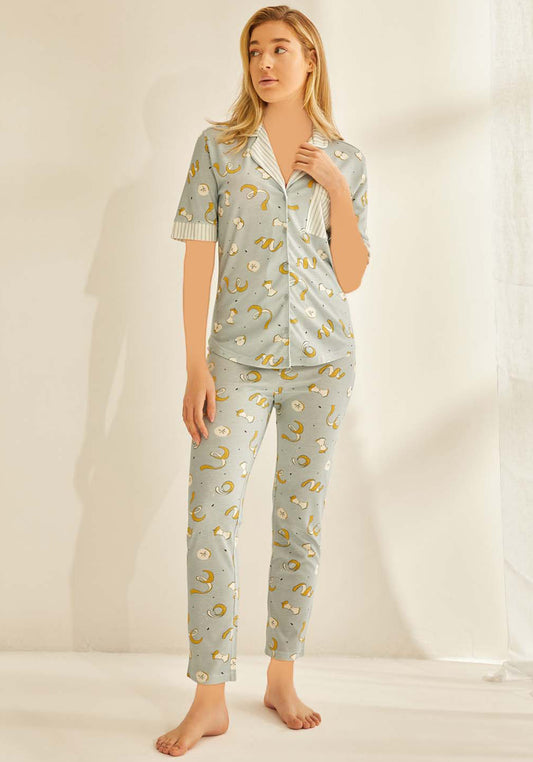 S&L Apple Collar Button Pajama