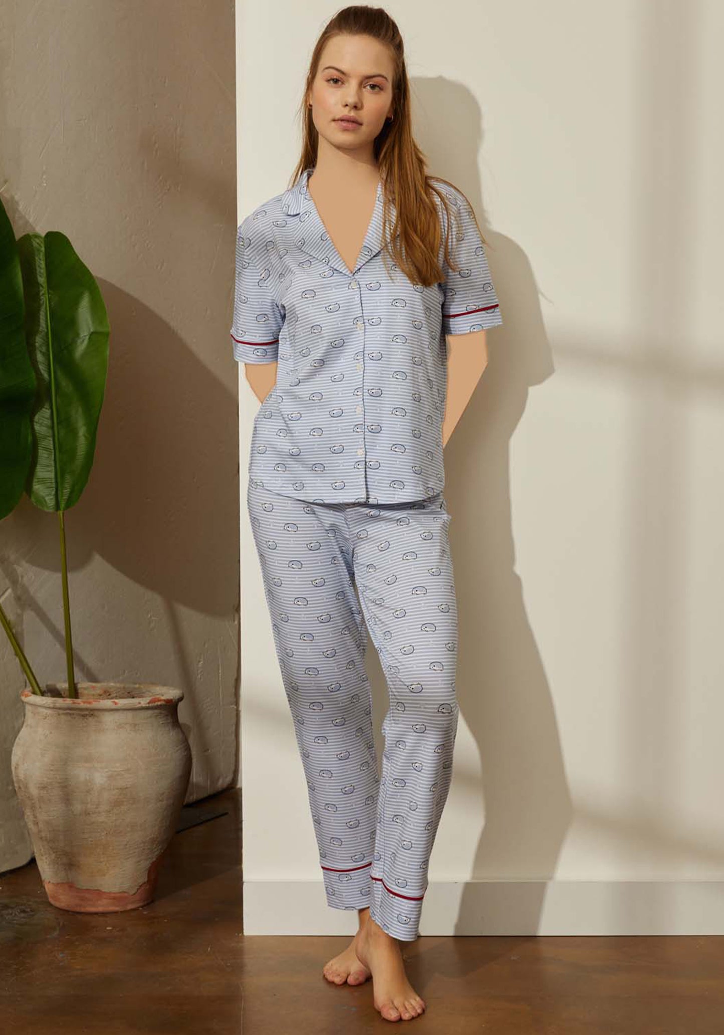 S&L Blue Stripes Collar Button Pajama