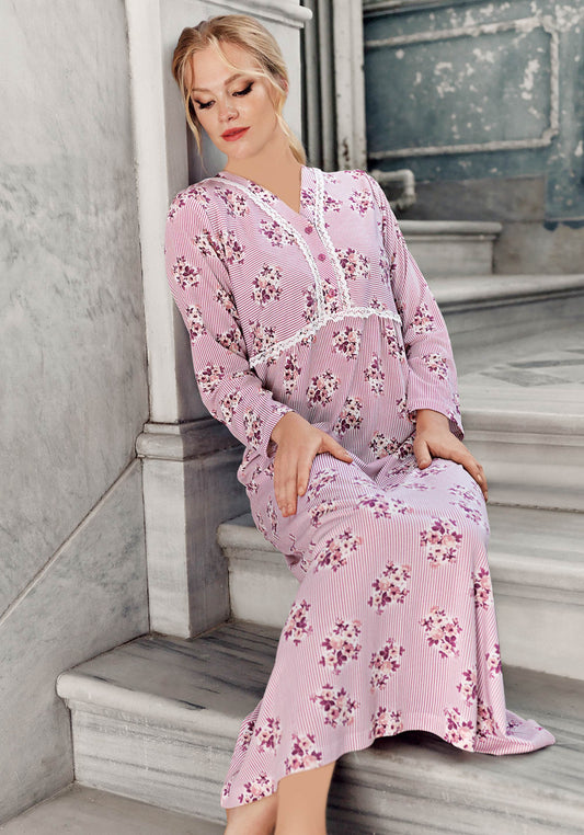 فستان نوم طويل الأكمام من PLUS