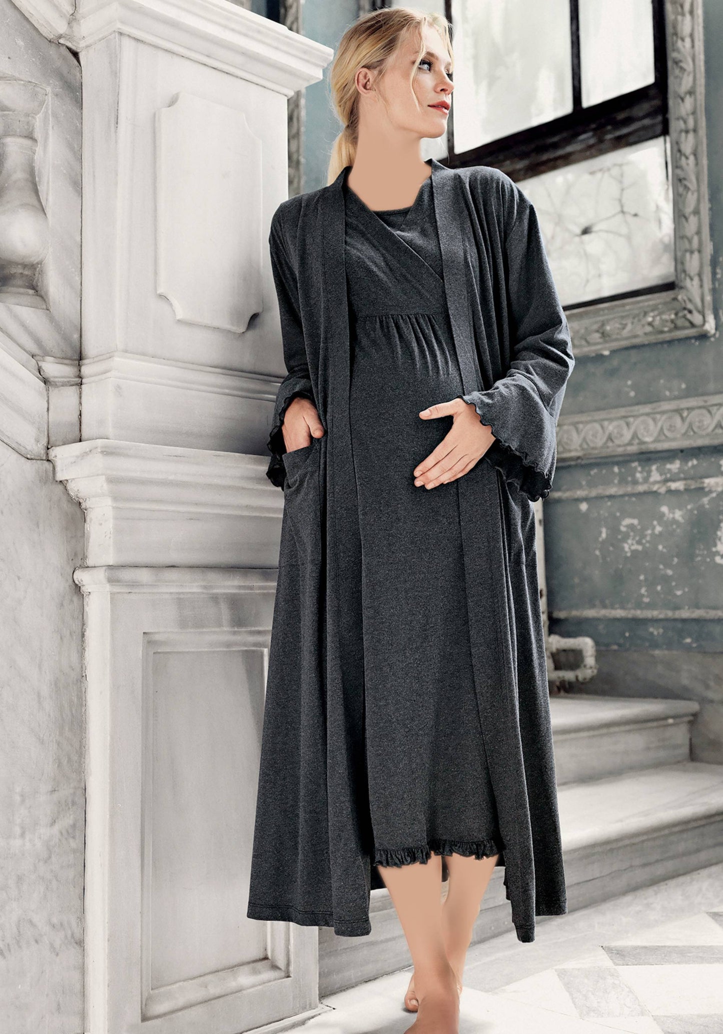 Maternal Long Robe Set