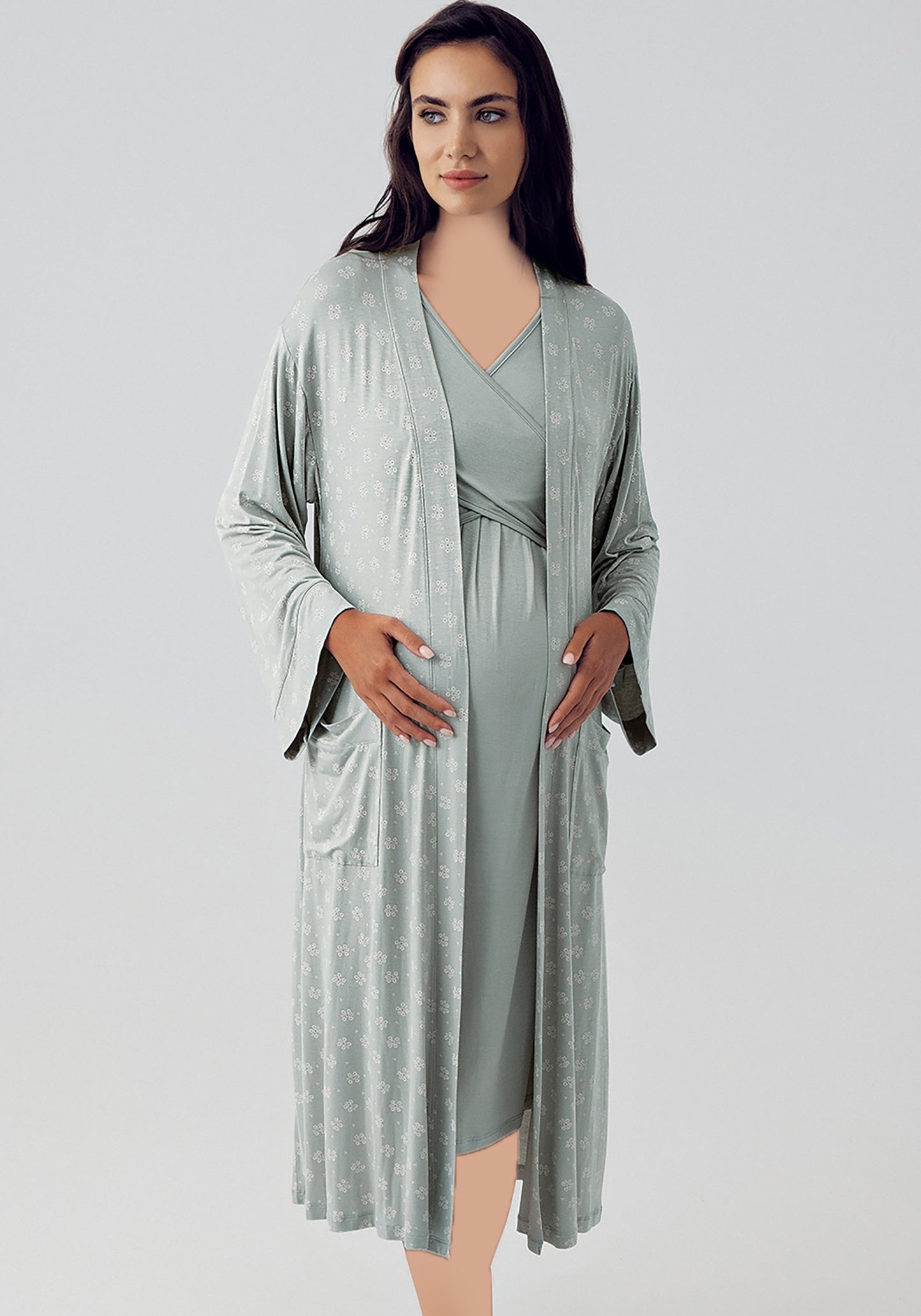 Maternal 2 Piece Robe Night Gown