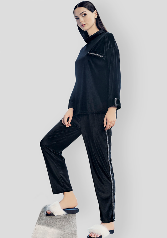 بيجامة مخملية بأكمام طويلة من S&L