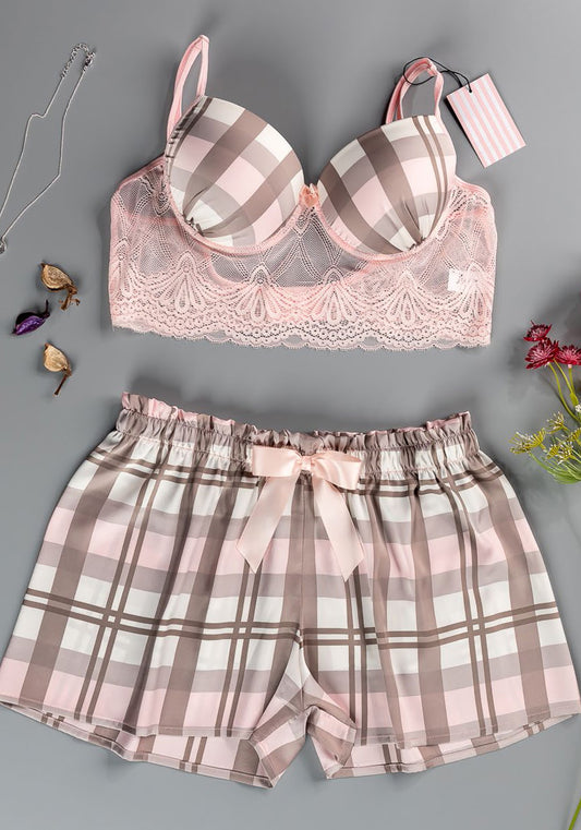 طقم شورت ساتان LNGR