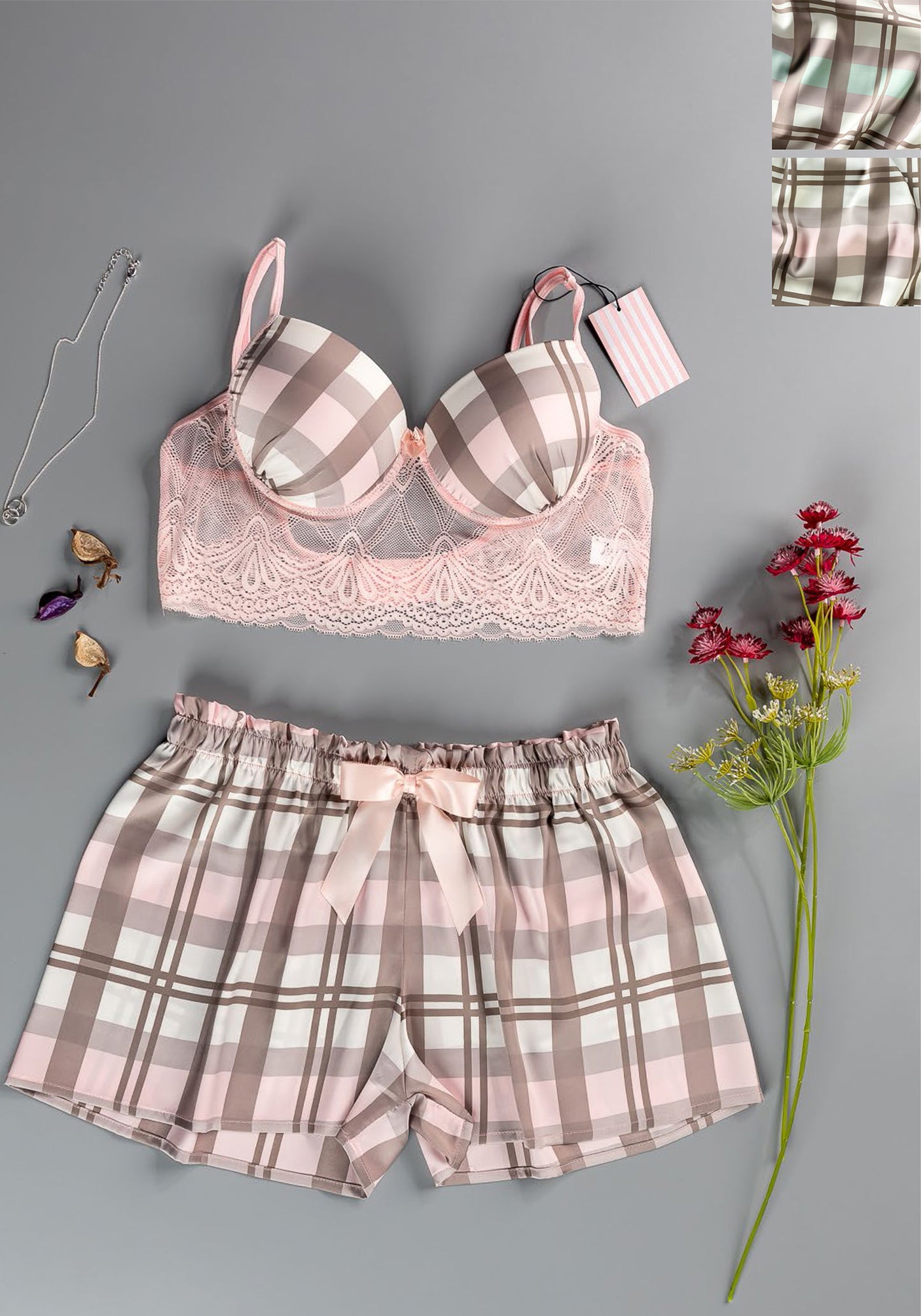 طقم شورت ساتان LNGR