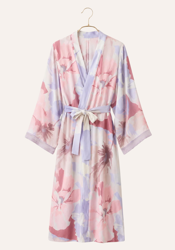 Floral Print Long Sleeve Robe