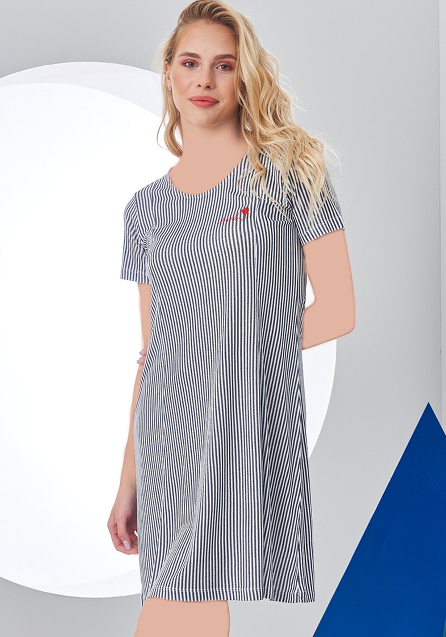 S&L Short Sleeve Grey Stripes Dress