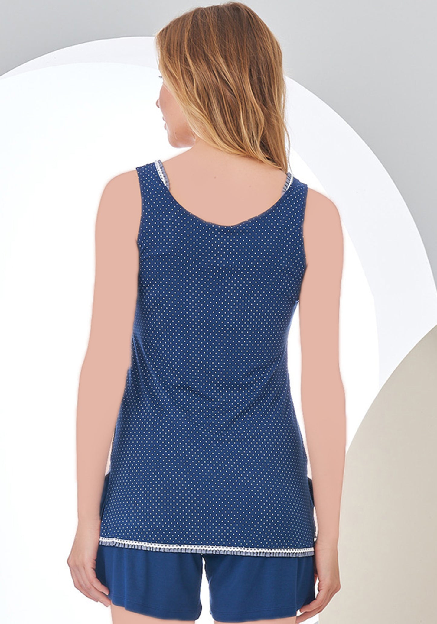 طقم شورت بدون أكمام من S&amp;L بنقاط زرقاء