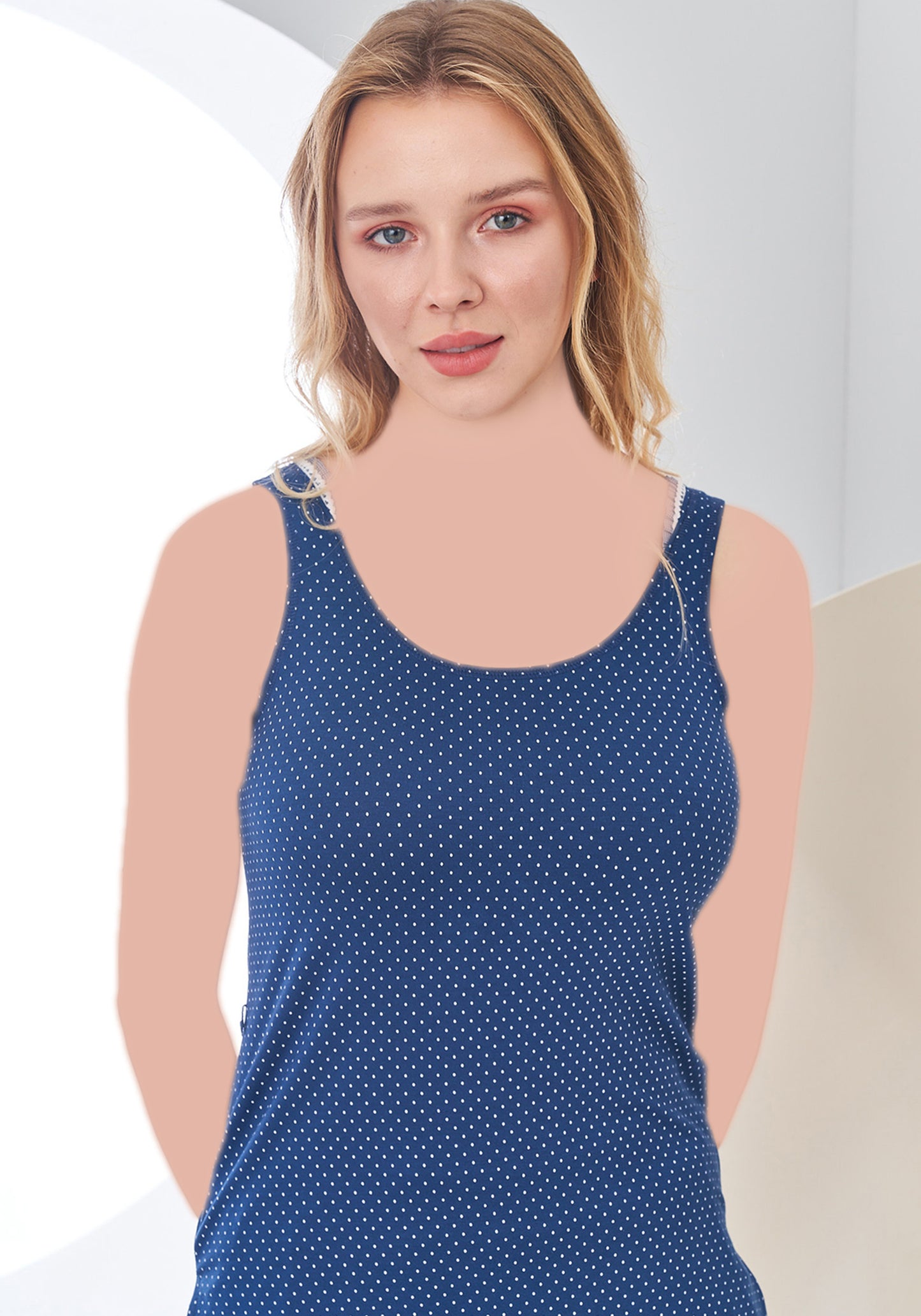 طقم شورت بدون أكمام من S&amp;L بنقاط زرقاء