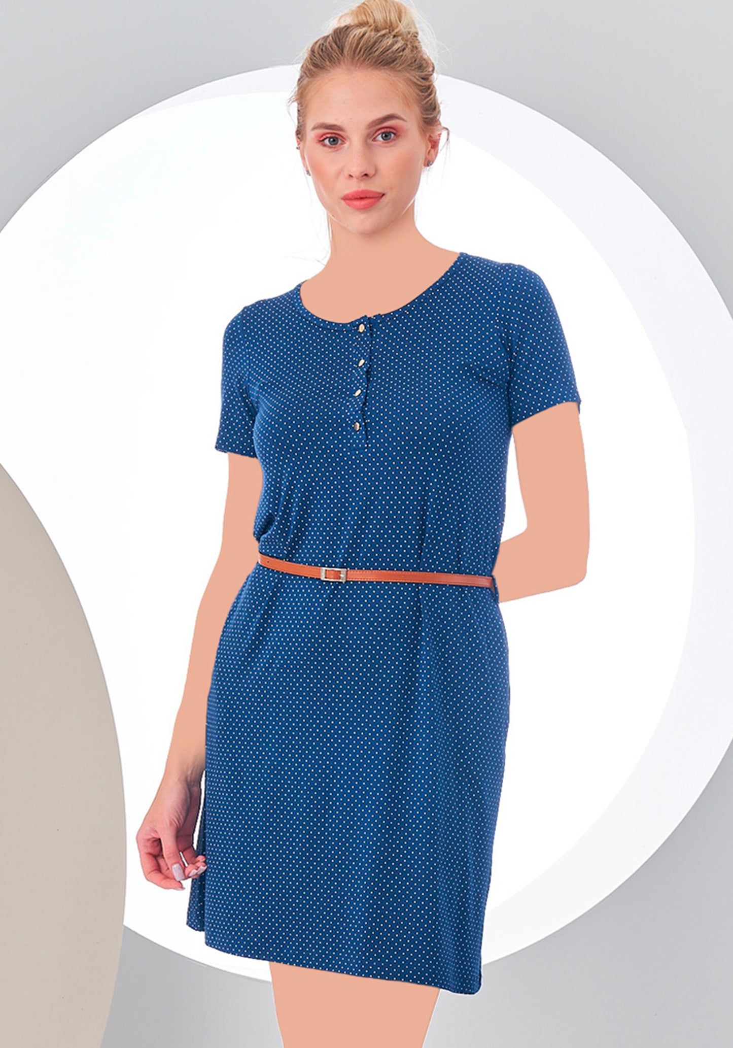 فستان S&amp;L بأكمام قصيرة