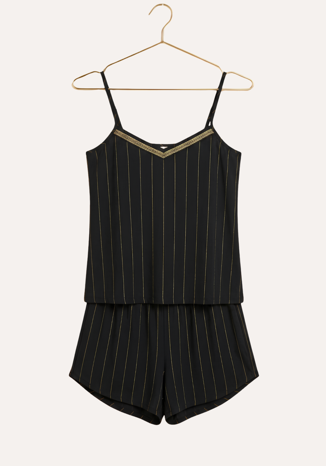Viscose Lycra Striped Shoulder Strap Top And Short Set