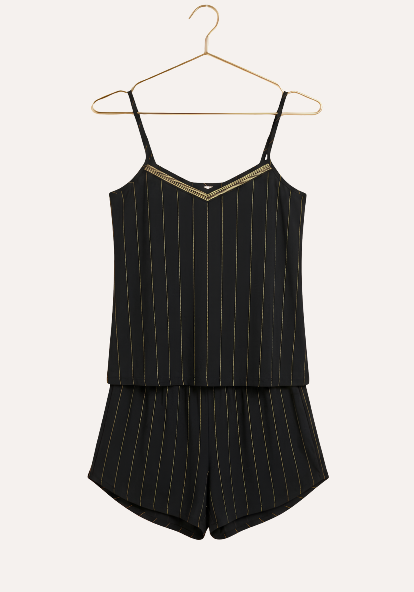 Viscose Lycra Striped Shoulder Strap Top And Short Set