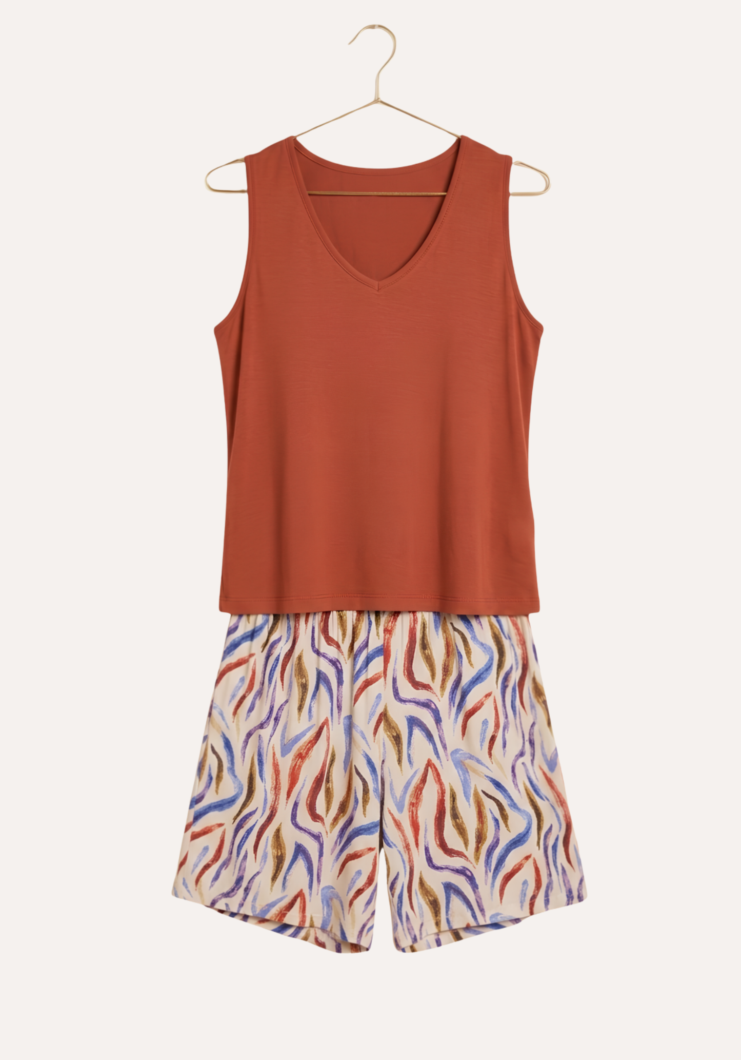 Viscose Lycra Sleeveless Top And Printed Short Set