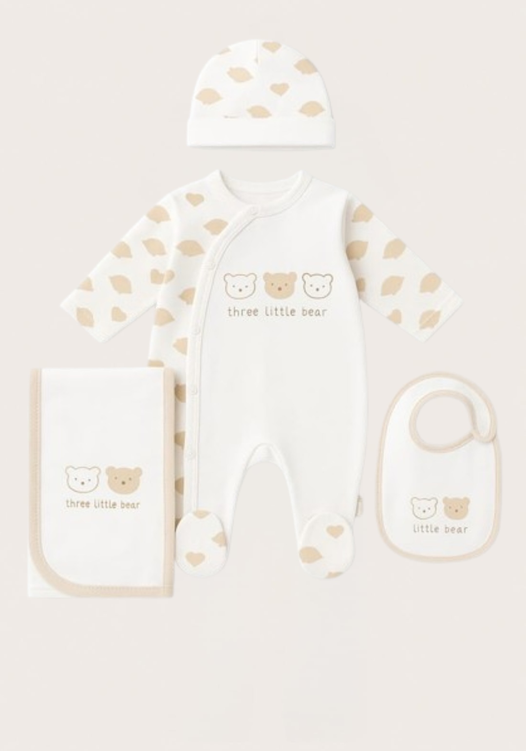 Baby Set Of 4: Romper, Cap, Banner, Blanket