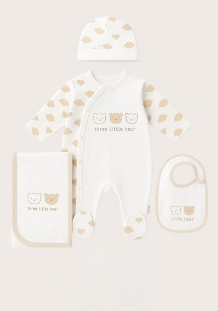 Baby Set Of 4: Romper, Cap, Banner, Blanket