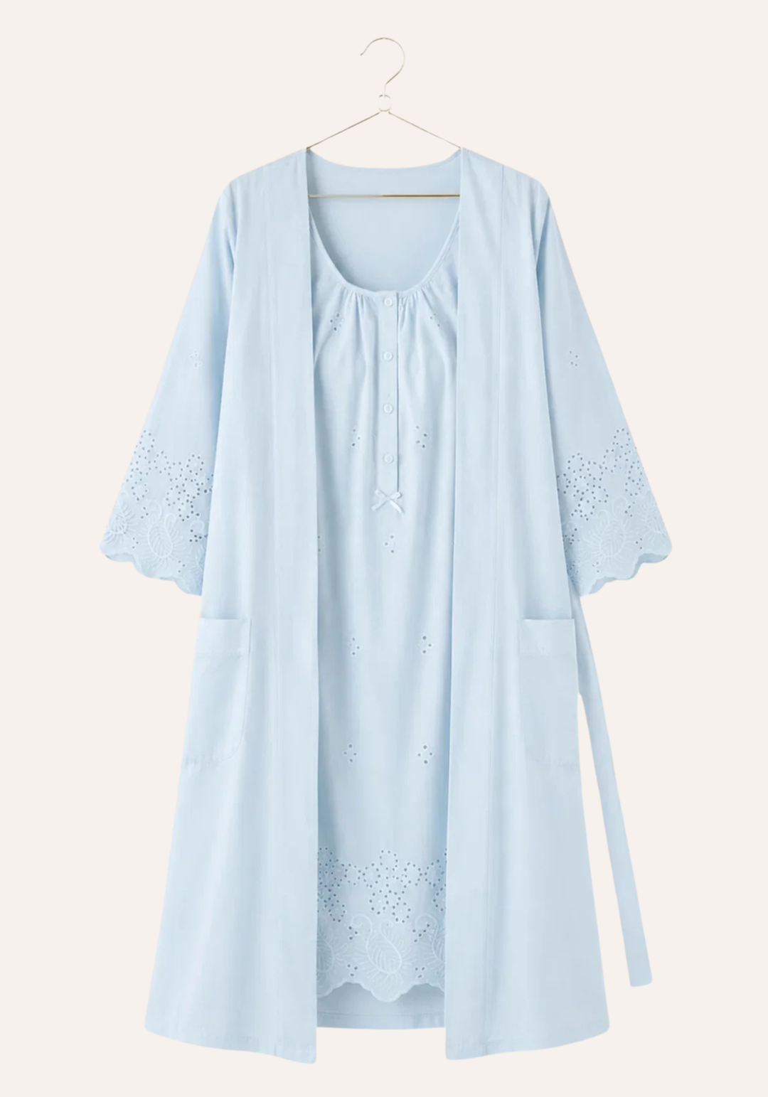 Sleeveless Short Nighty And Short Sleeve Robe Set