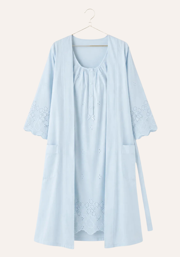 Sleeveless Short Nighty And Short Sleeve Robe Set