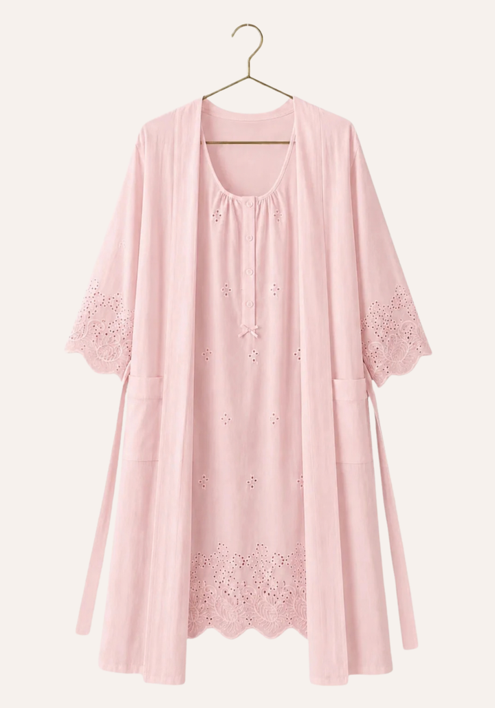 Sleeveless Short Nighty And Short Sleeve Robe Set