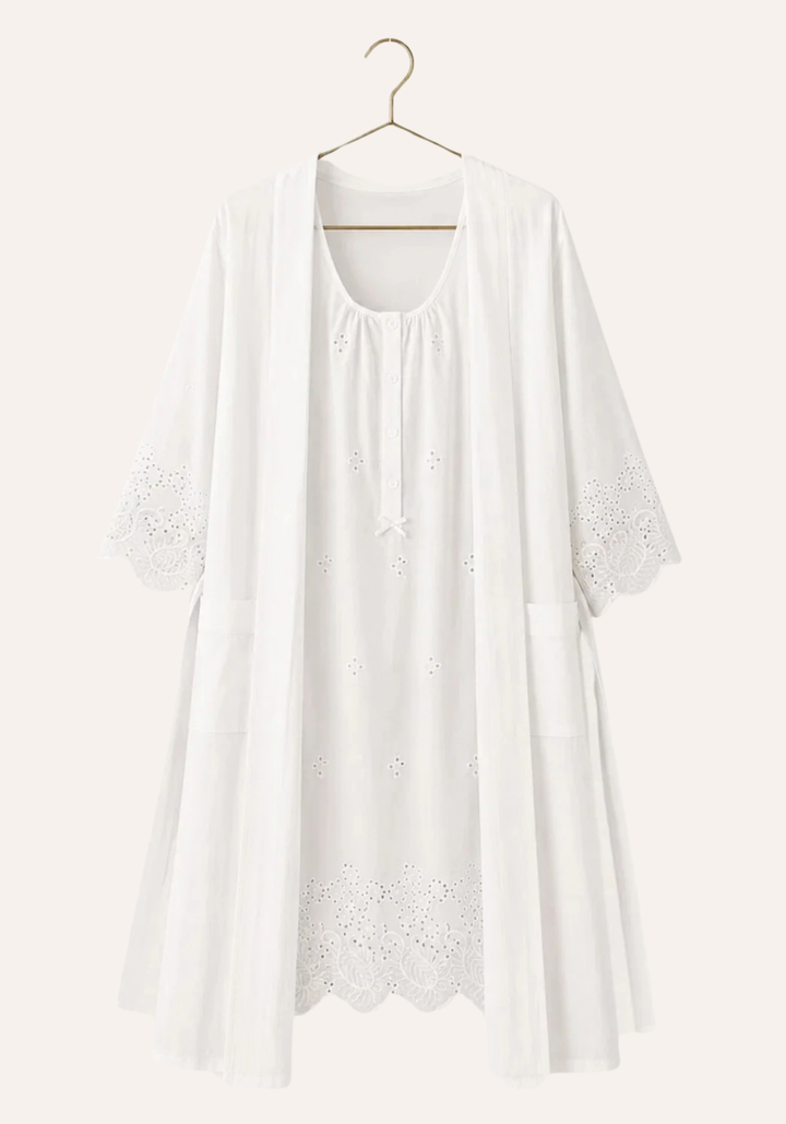 Sleeveless Short Nighty And Short Sleeve Robe Set