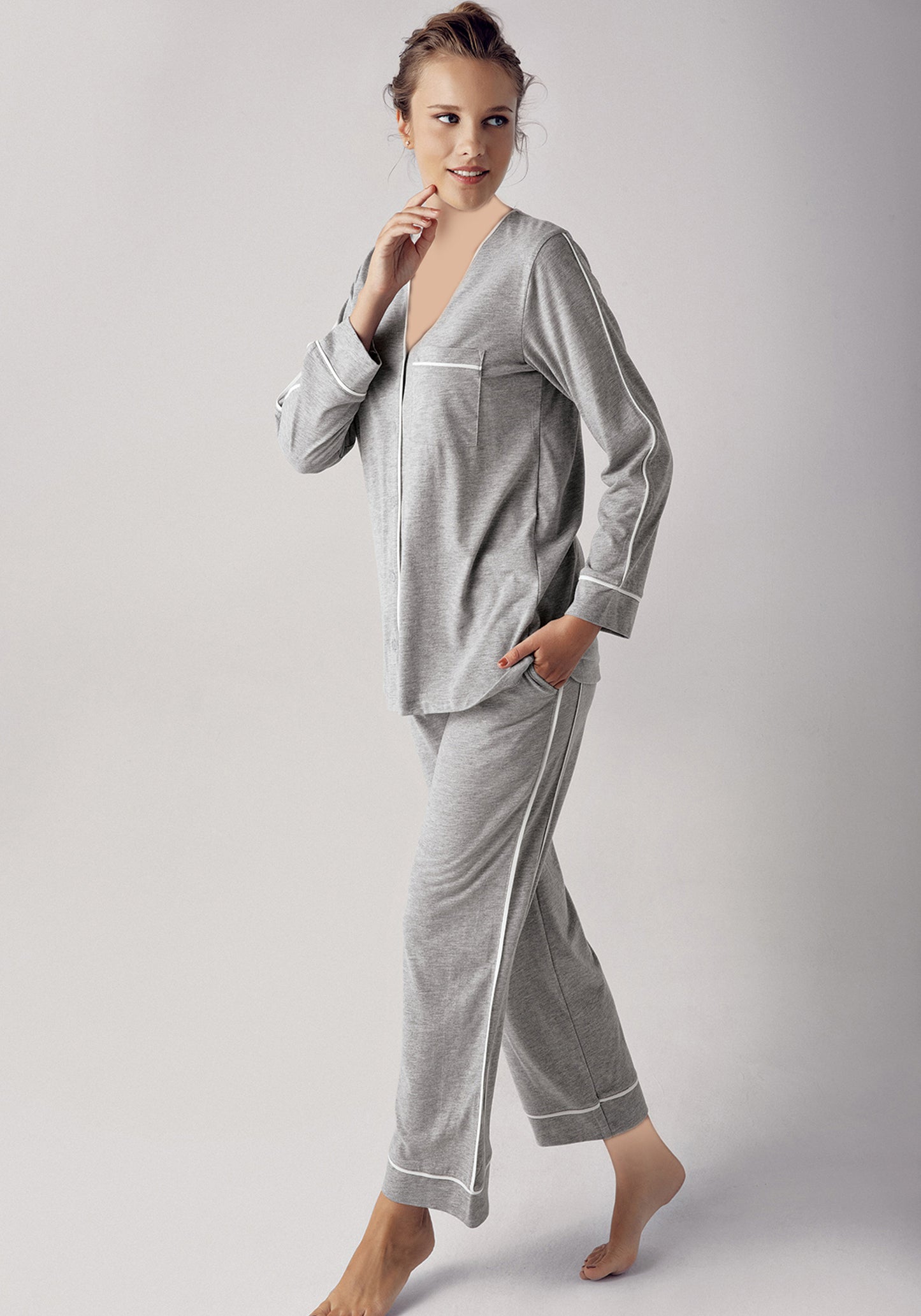 Maternal Button Long Sleeve Pajama