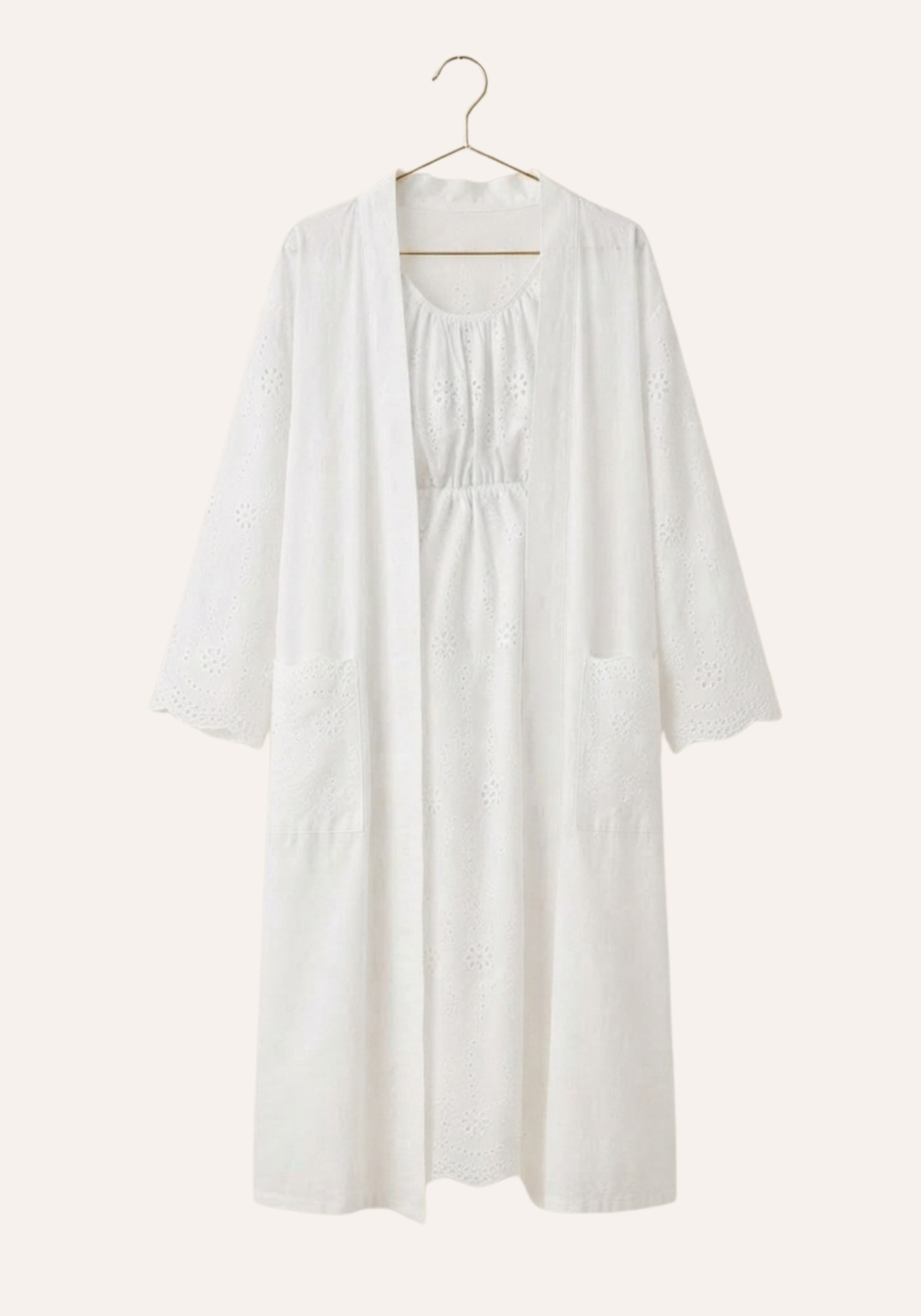 Sleeveless Long Nighty And Long Sleeve Robe Set