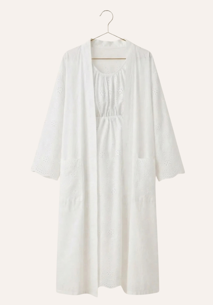 Sleeveless Short Nighty And Long Sleeve Robe Set