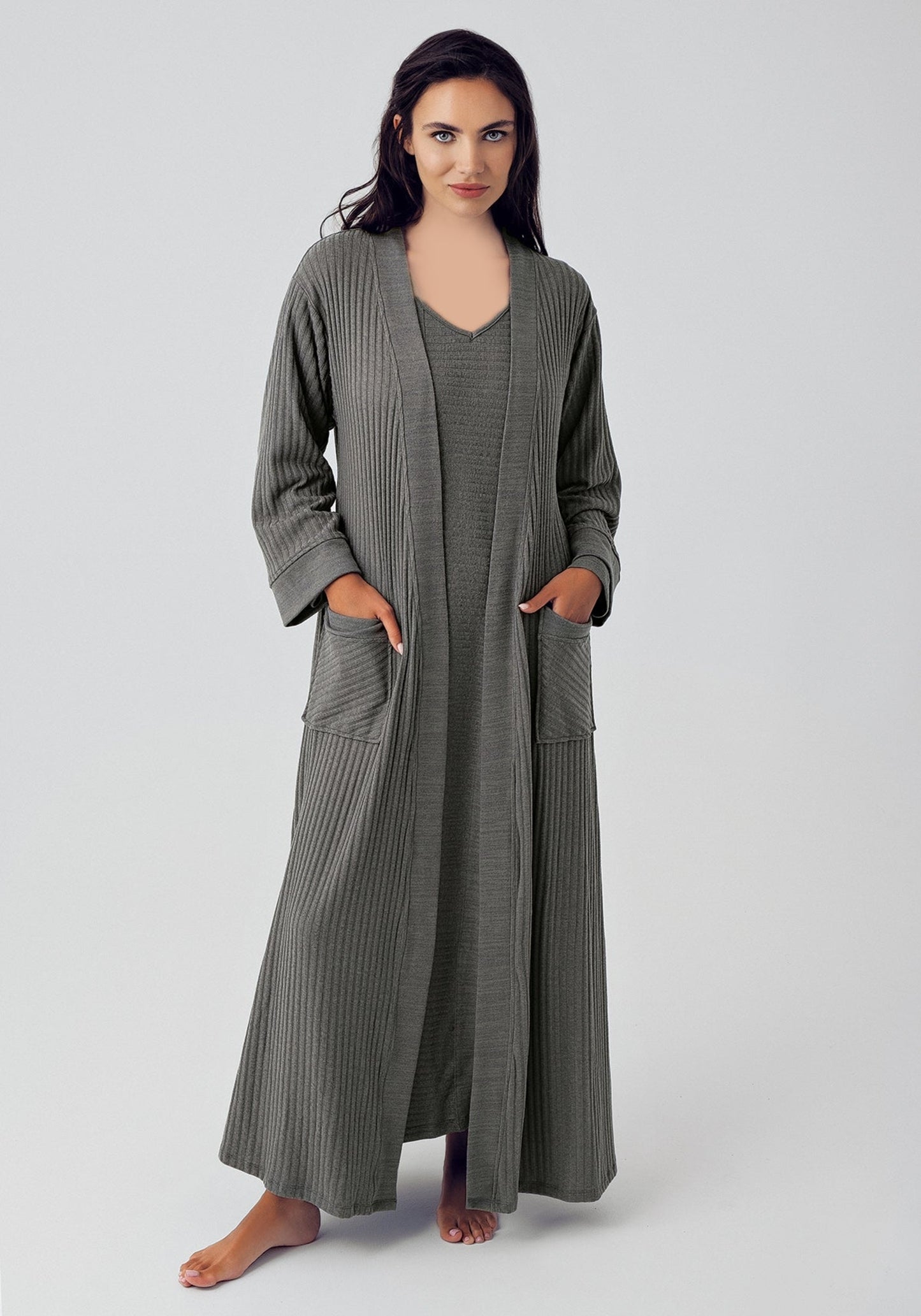 طقم رداء نوم مكون من قطعتين من S&amp;L Jacquard