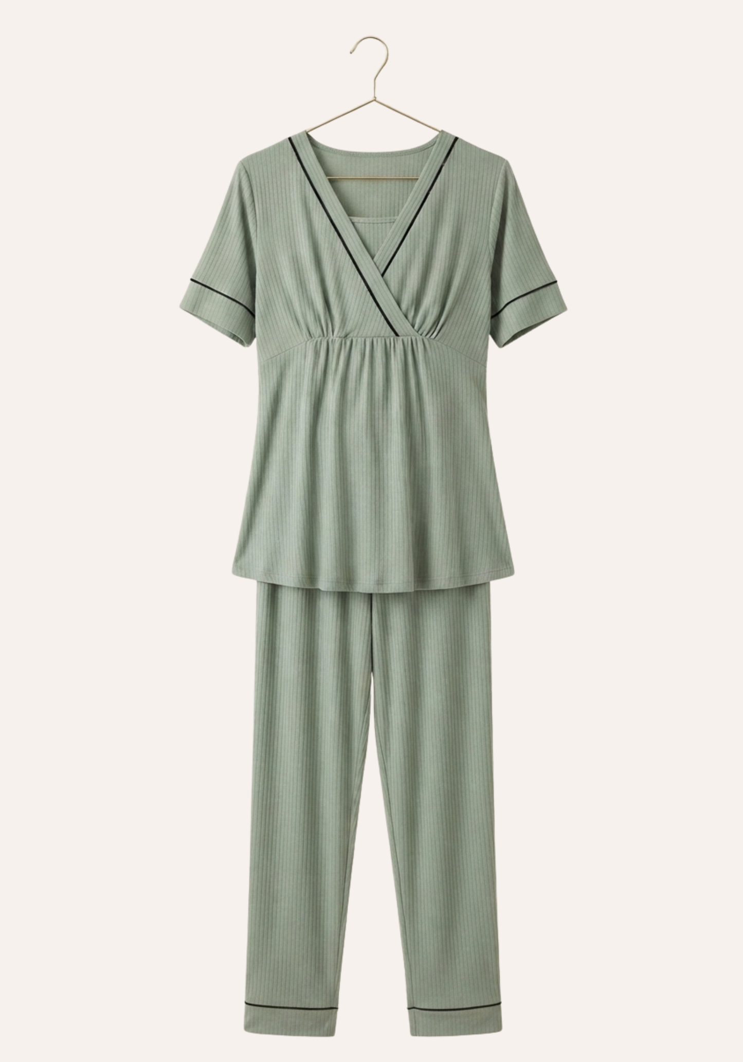 Plain Chords Short Sleeve Pajamas