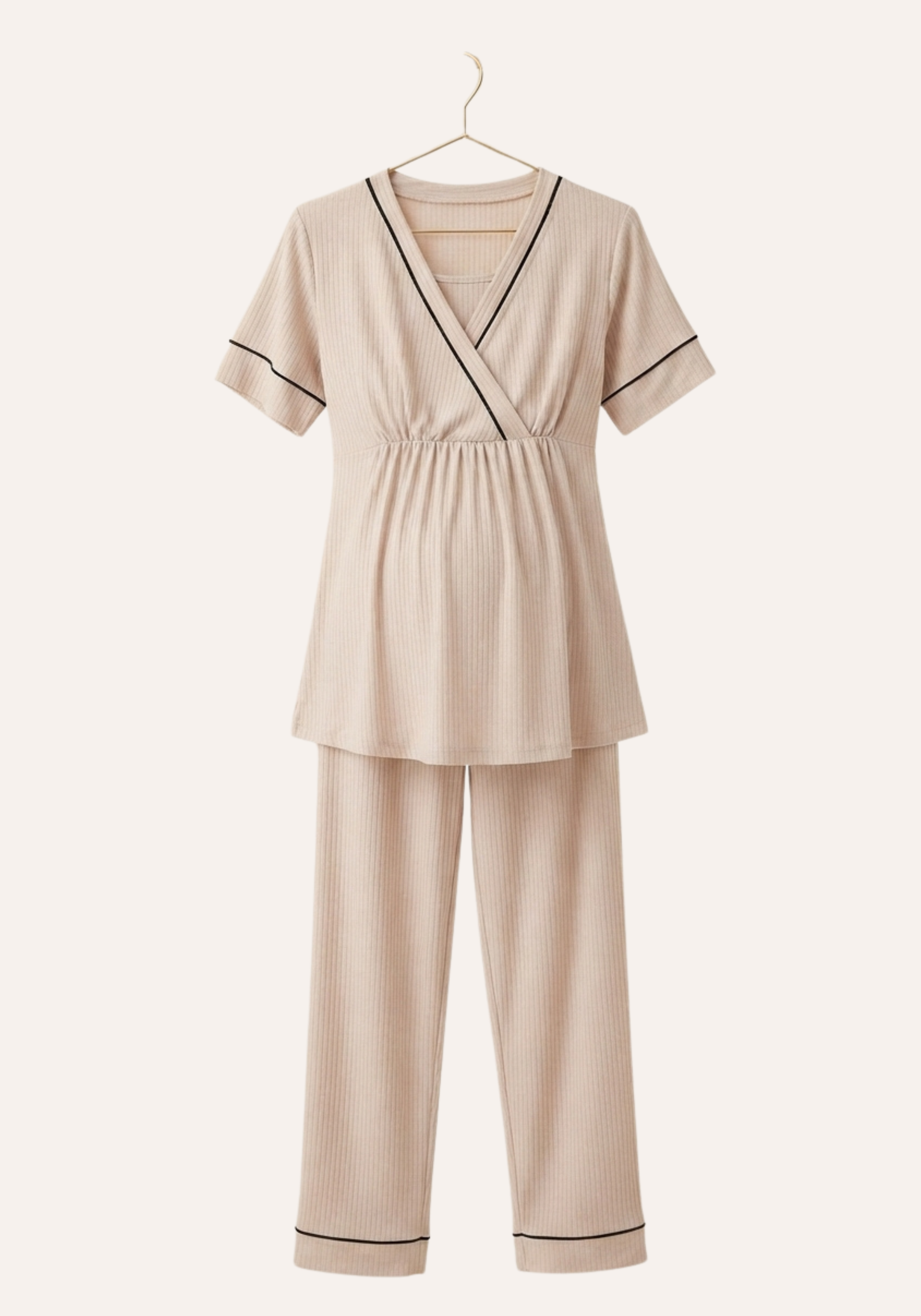 Plain Chords Short Sleeve Pajamas