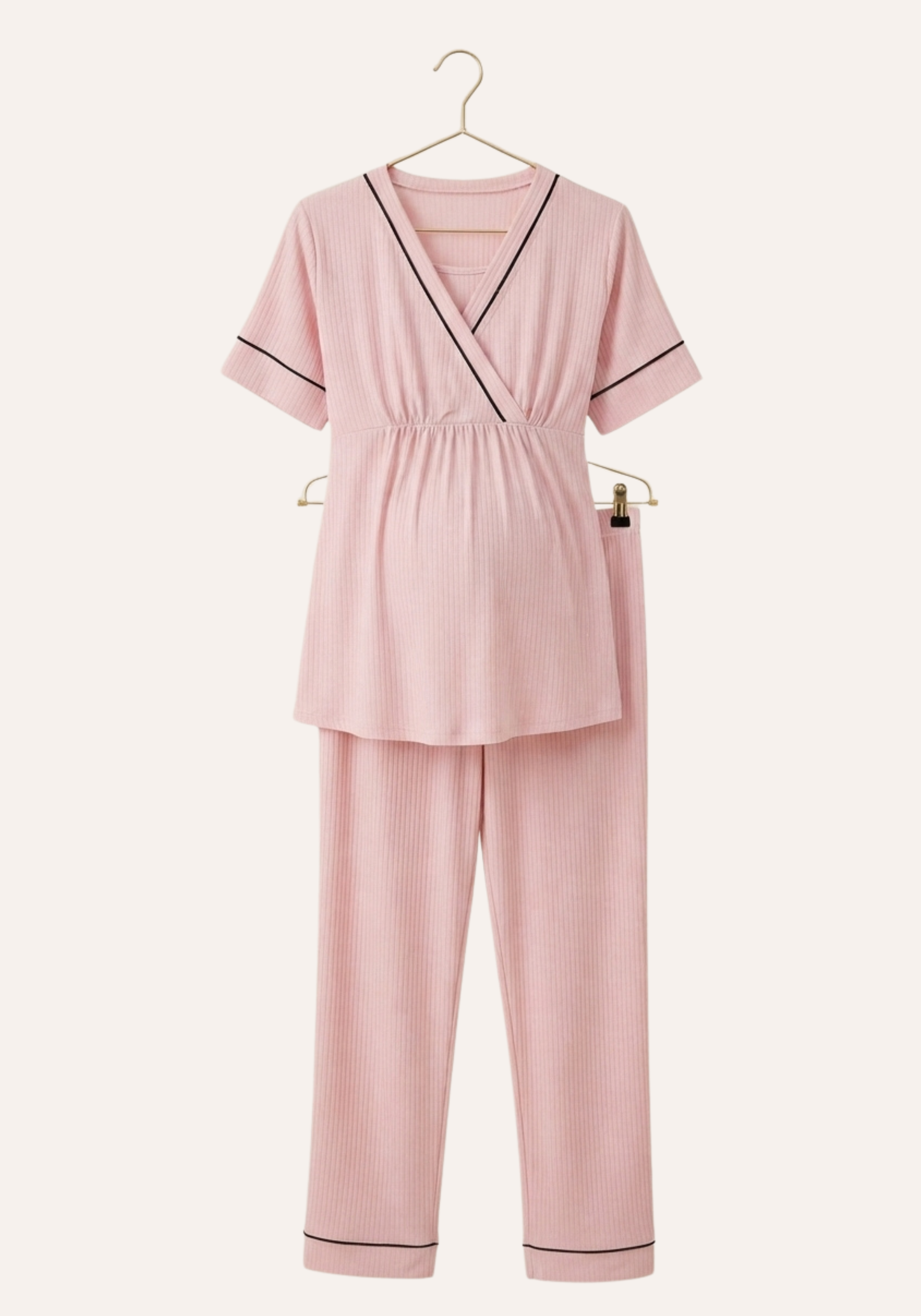 Plain Chords Short Sleeve Pajamas
