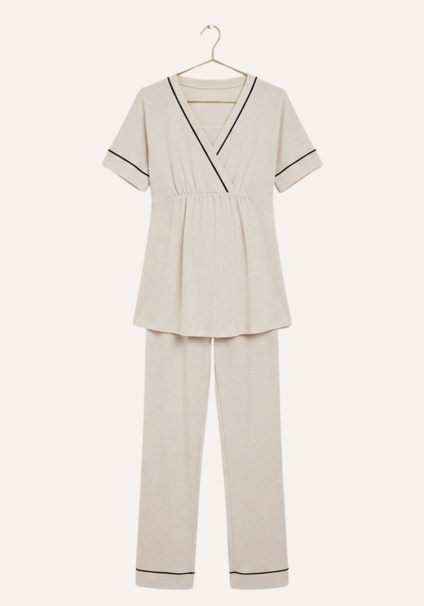 Plain Chords Short Sleeve Pajamas