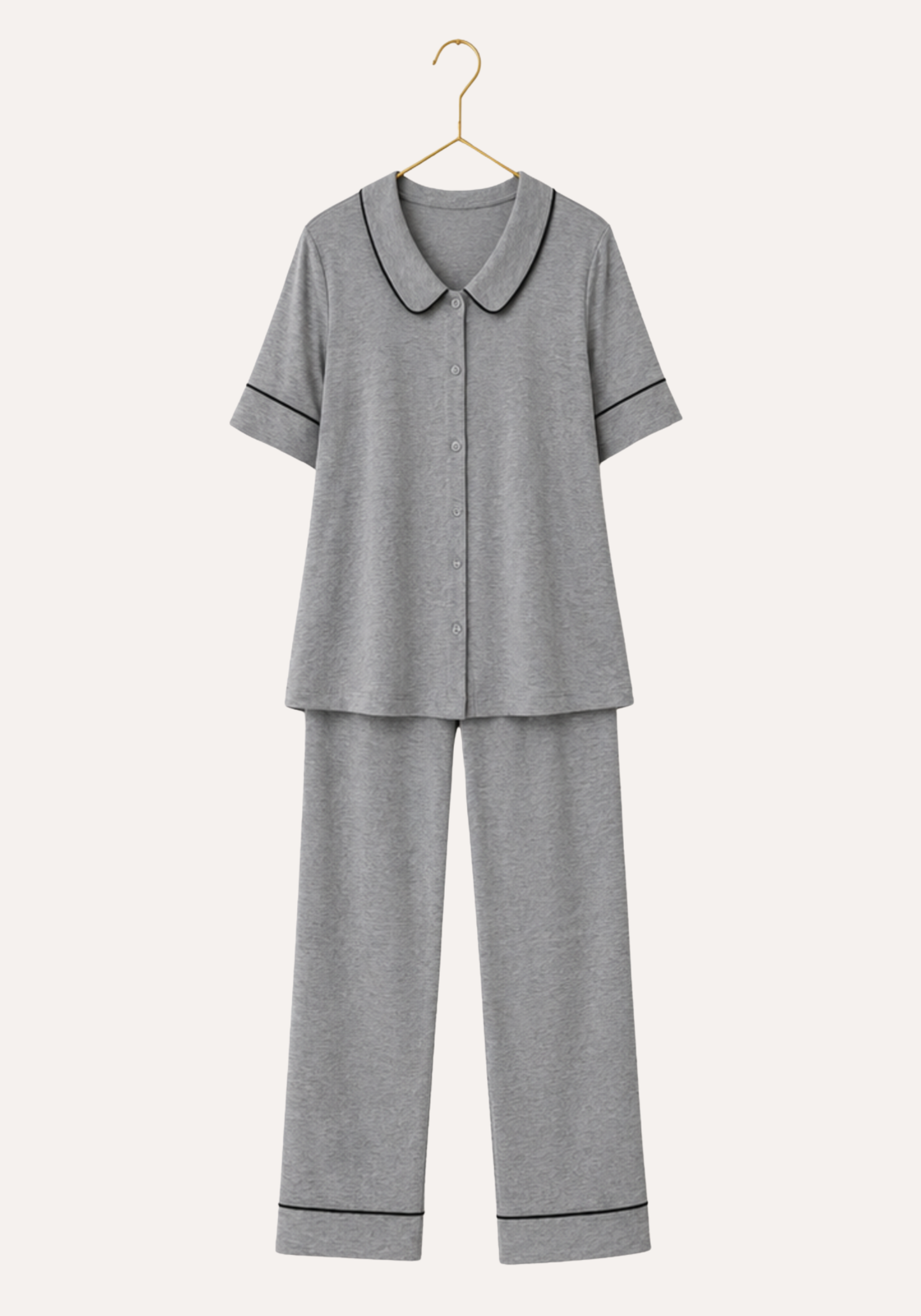 Collar Button Short Sleeve Pajamas