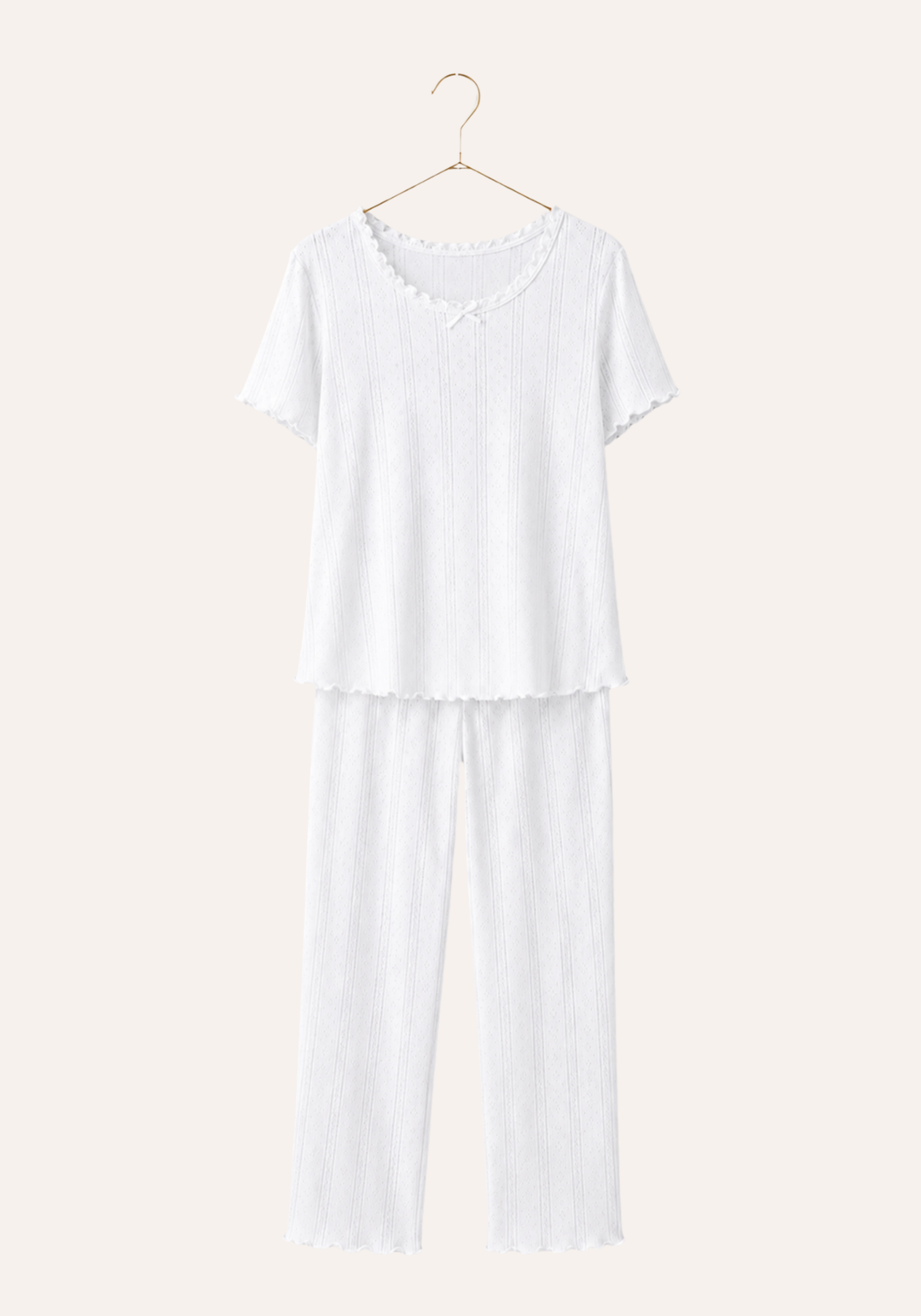 Pointelle Short Sleeve Top And Pant Pajamas