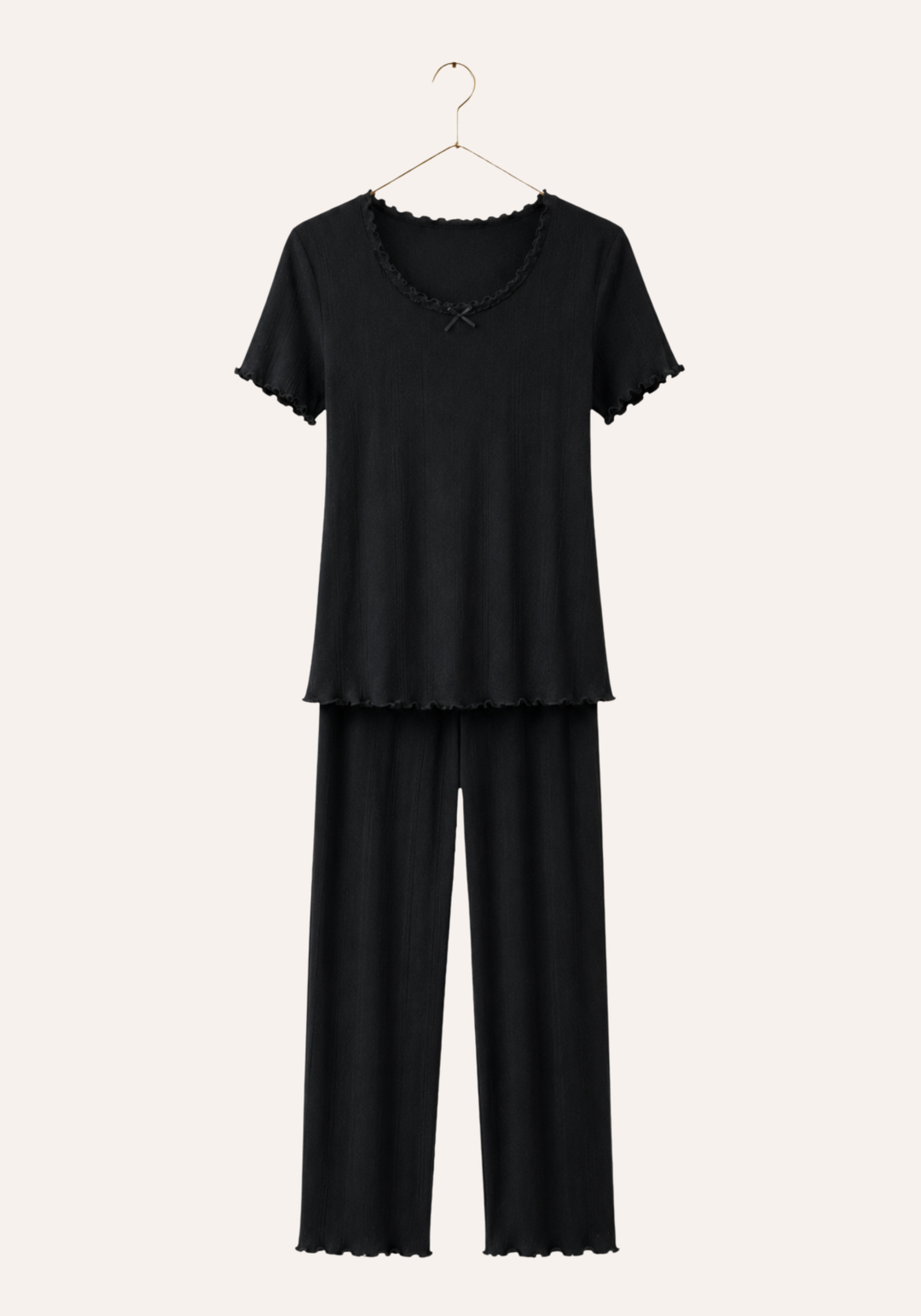 Pointelle Short Sleeve Top And Pant Pajamas