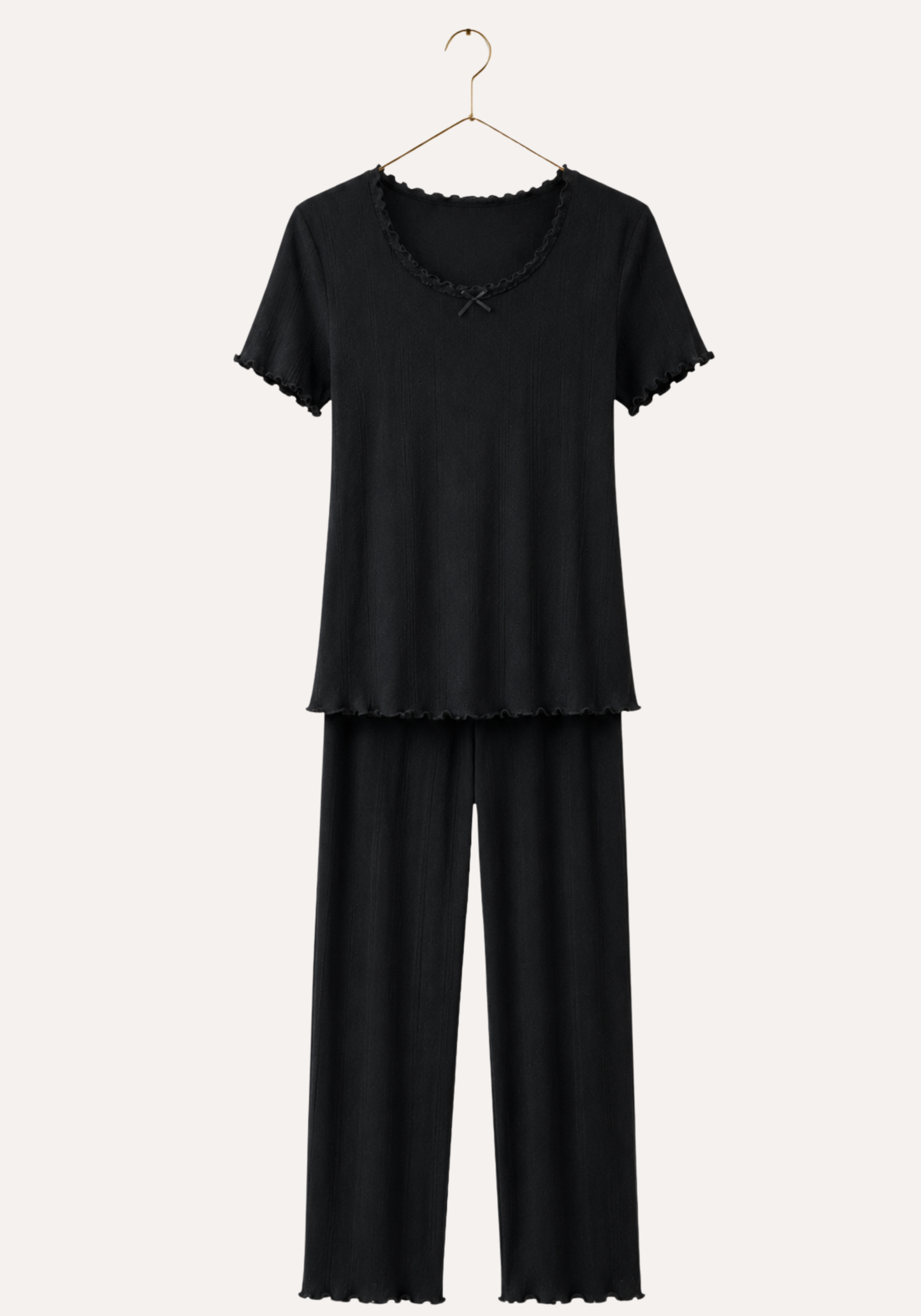 Pointelle Short Sleeve Top And Pant Pajamas