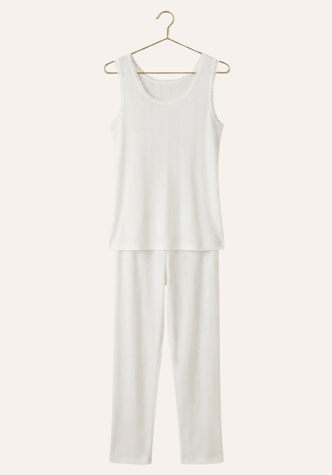 Pointelle Sleeveless Top - Pant - Robe Set
