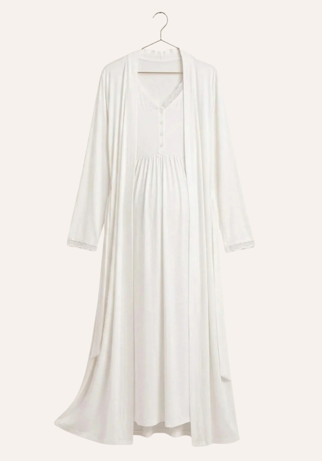 Maternal 2 Pieces Viscose Lycra Long Robe And Nighty Set