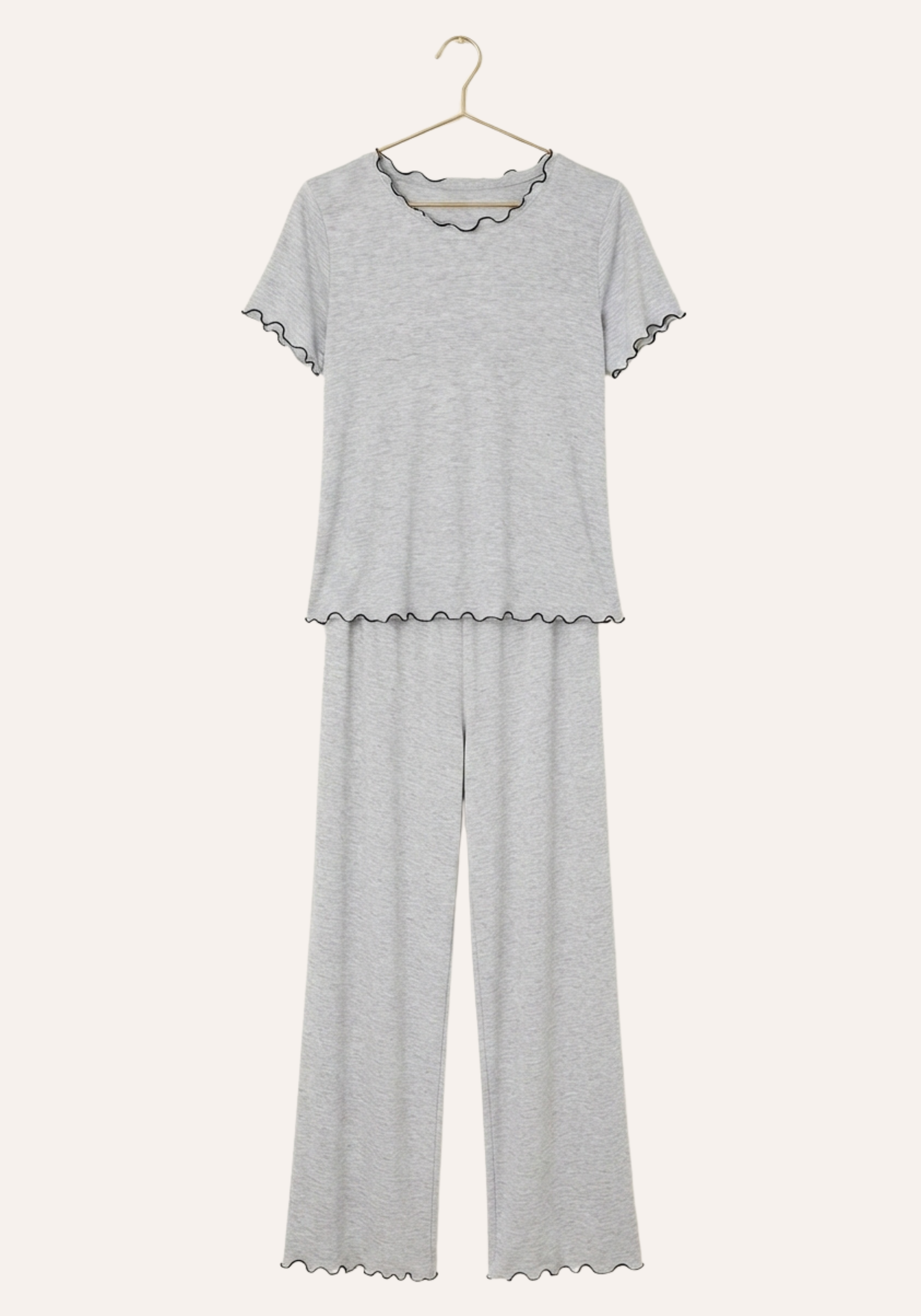 Plain Ruffled Short Sleeve Pajamas