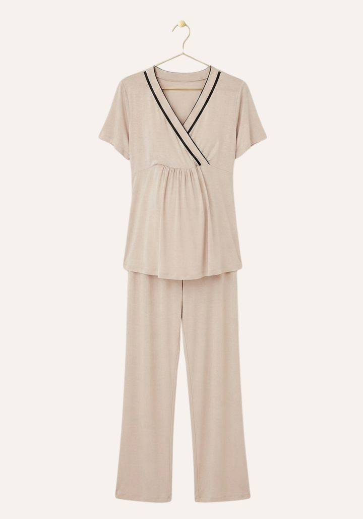 Short Sleeve Pajamas And Long Sleeve Robe Set