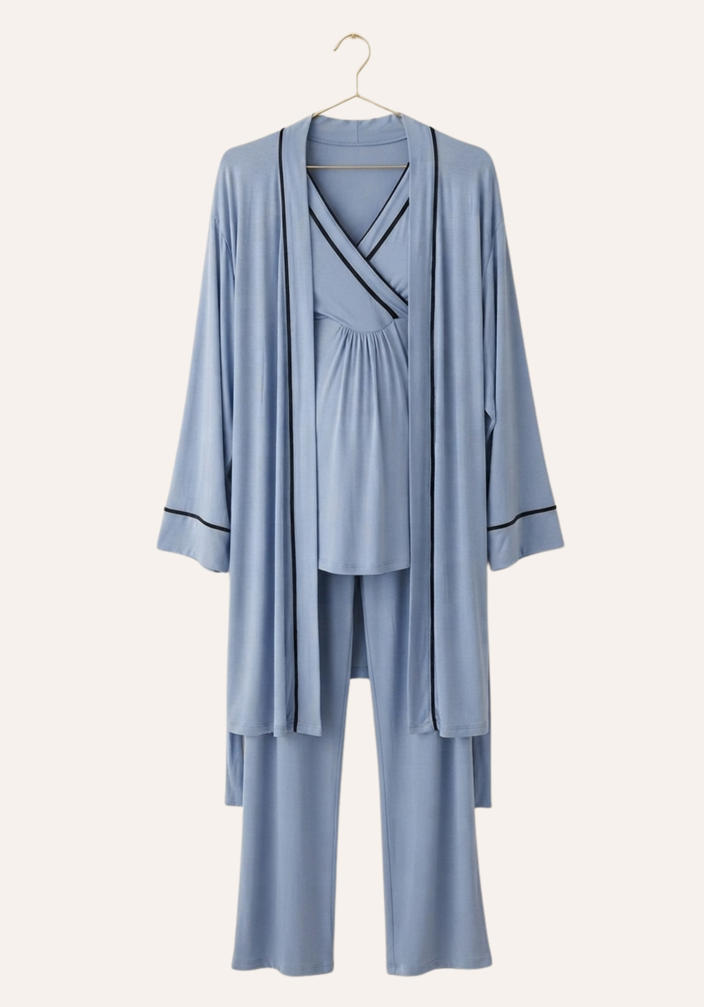 Short Sleeve Pajamas And Long Sleeve Robe Set