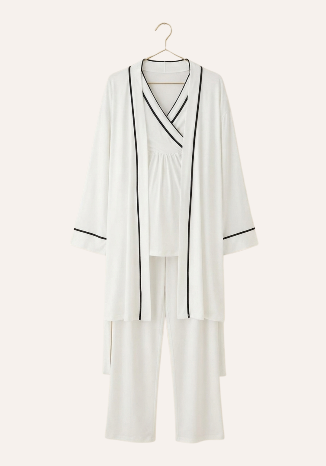 Short Sleeve Pajamas And Long Sleeve Robe Set