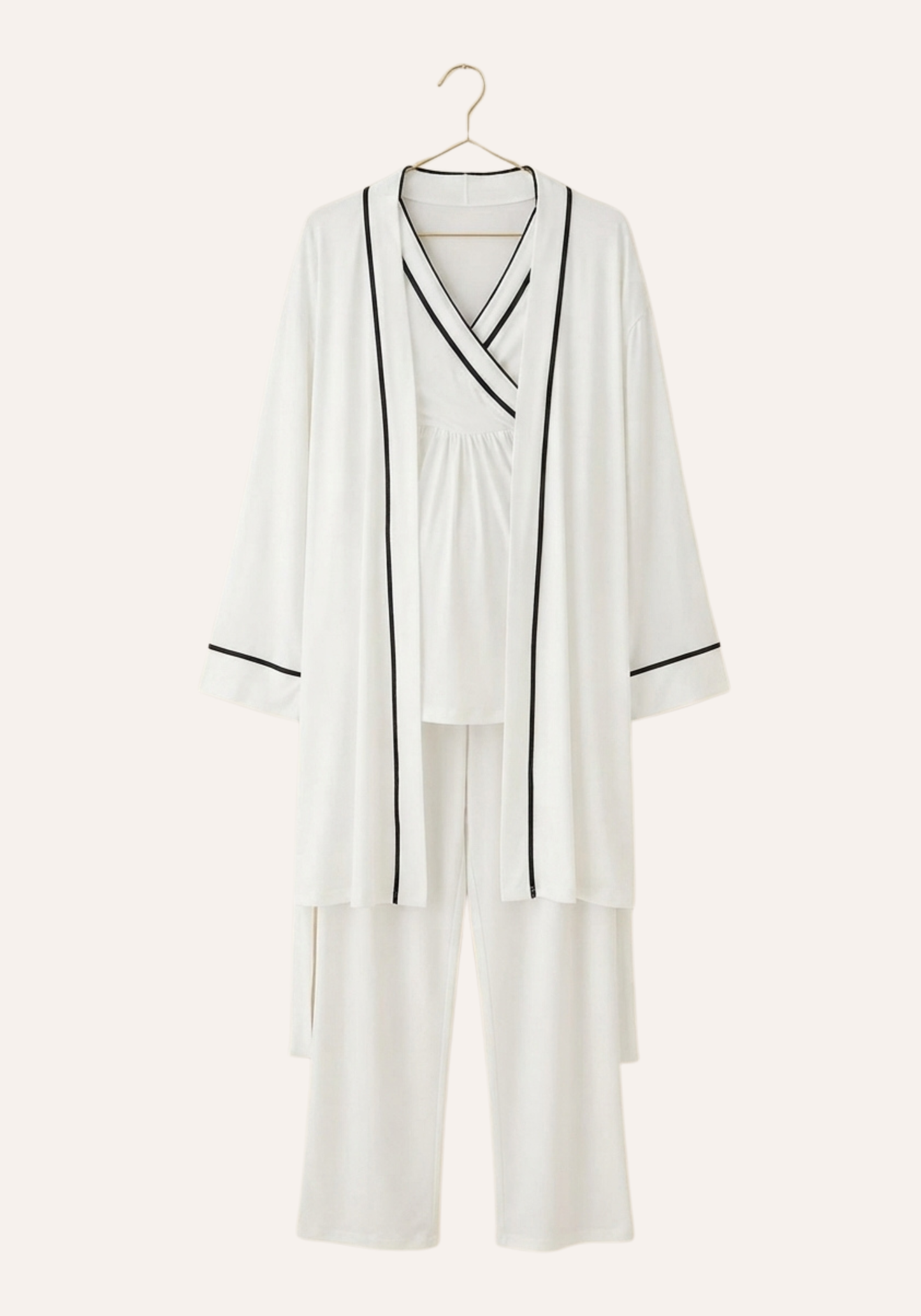 Short Sleeve Pajamas And Long Sleeve Robe Set