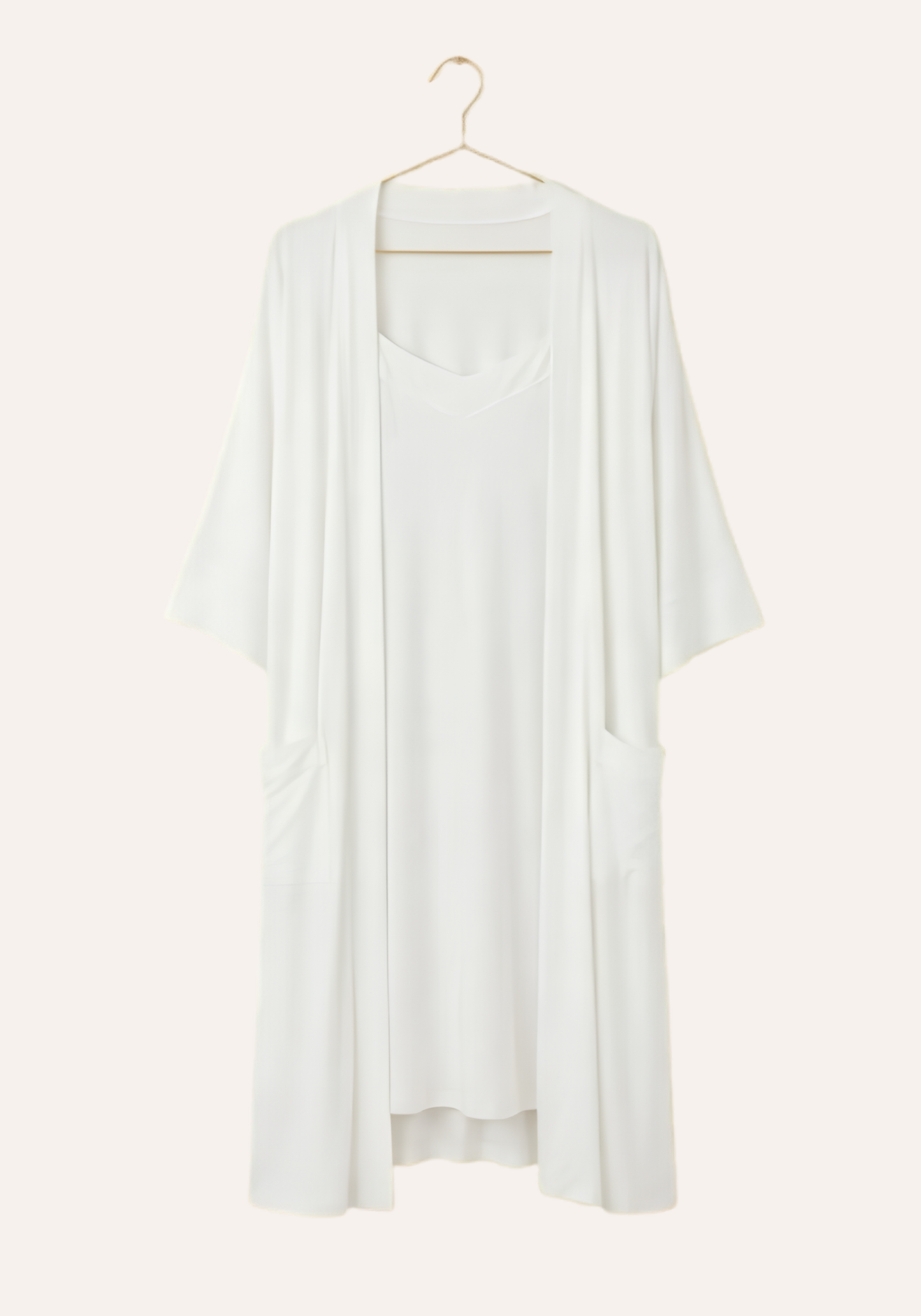 Shoulder Strap Short Nighty And Long Sleeve Short Robe Set