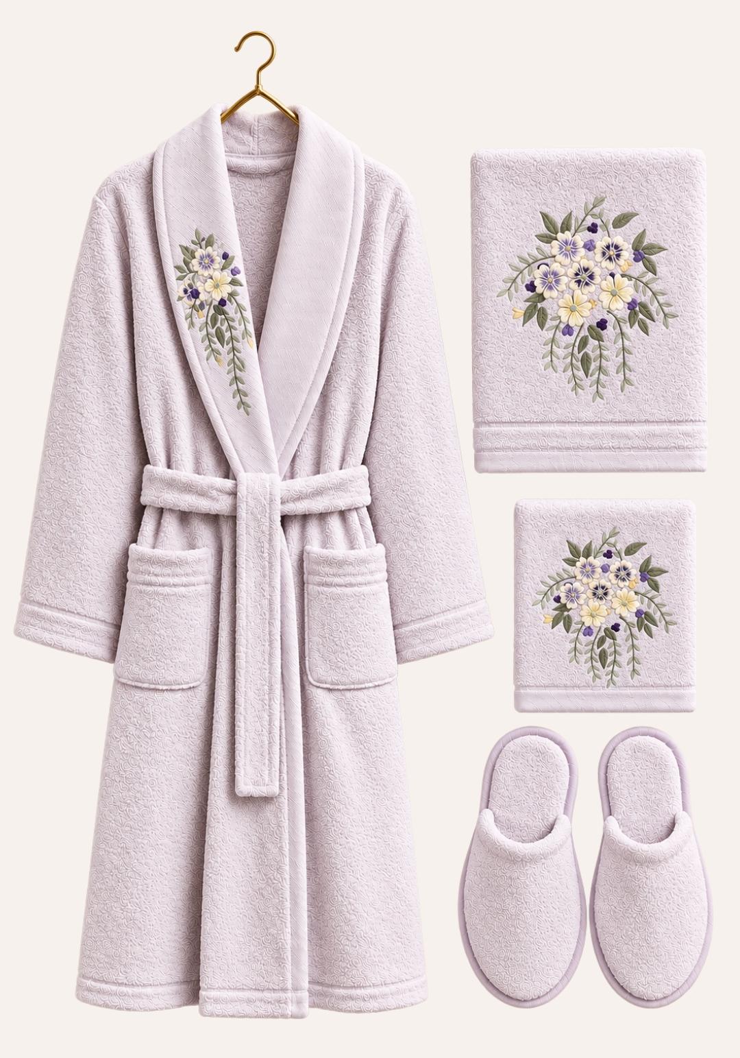 4 Pieces Single Bathrobe Set