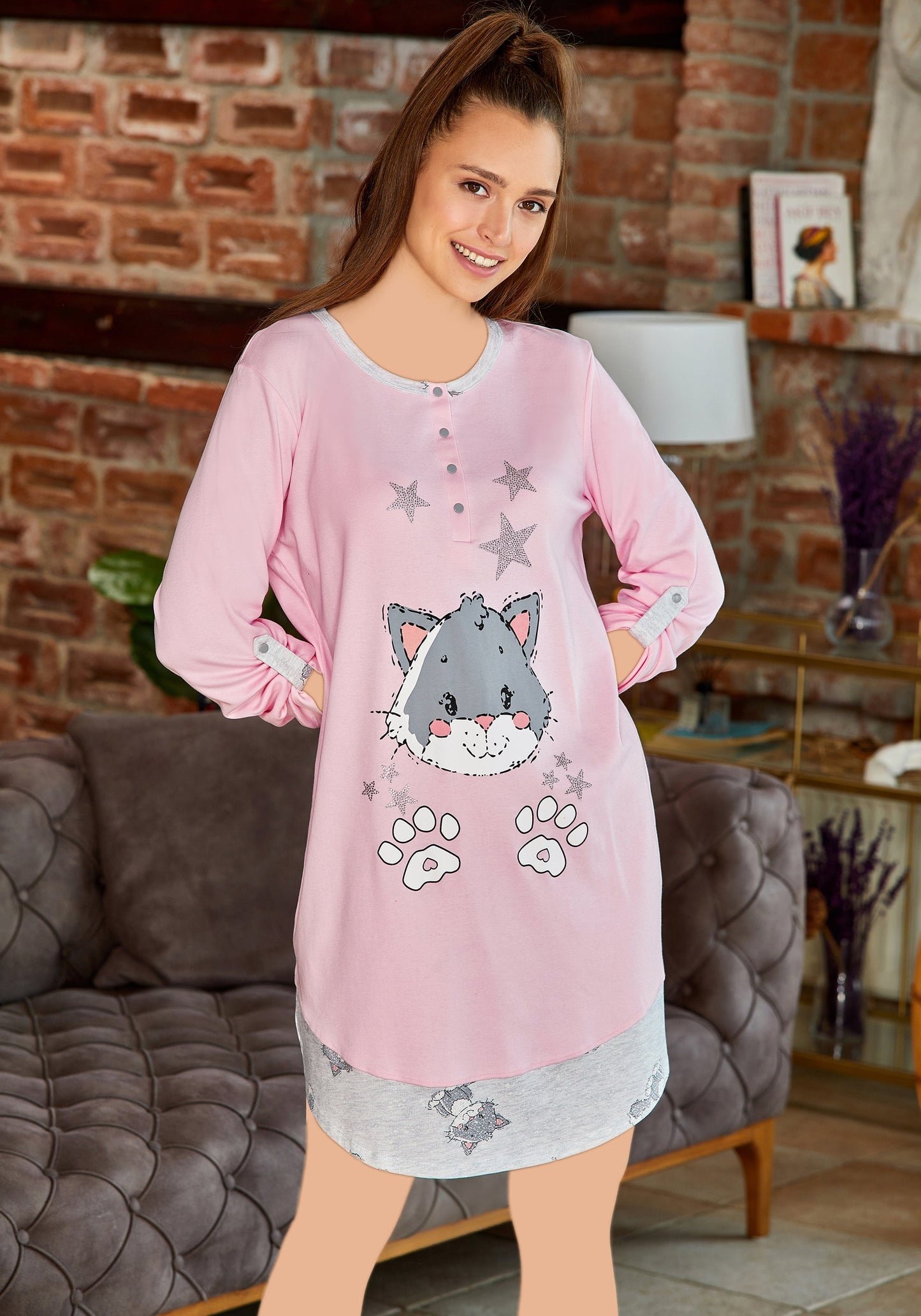 قميص نوم بأكمام طويلة من S&amp;L