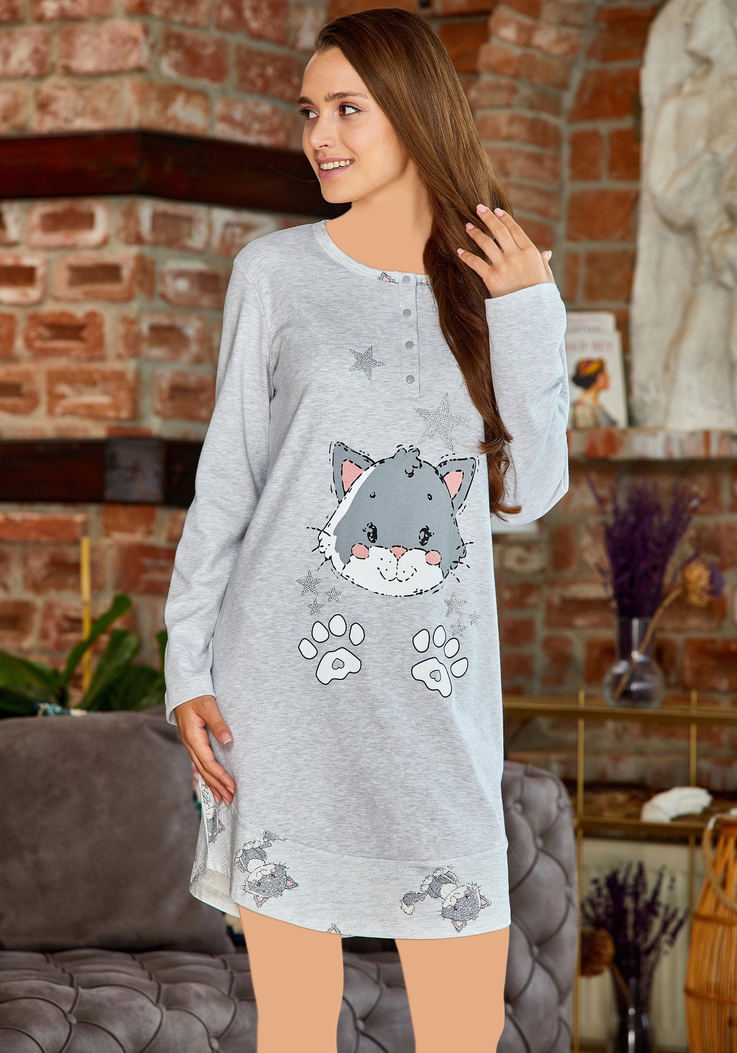 قميص نوم بأكمام طويلة من S&amp;L